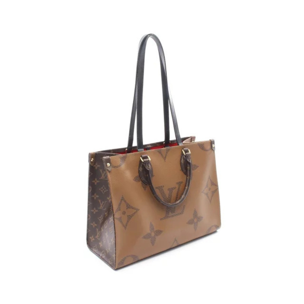 Louis Vuitton OnTheGo Reverse Giant Canvas Bag Tote Brown Leather Monogram Brown